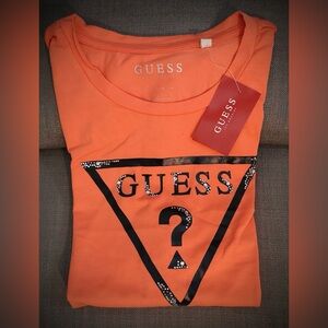 Guess Orange Triangle Logo Tee